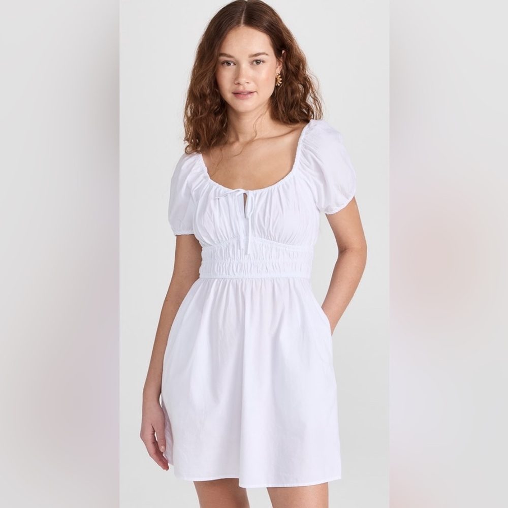 Madewell White Mini Dress with Puff Sleeves